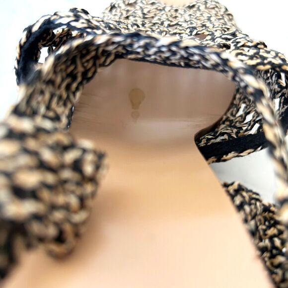 Castaner Woven Raffia & Leather Sandal 4-3/8" Wedge Heel Slingback-Women's 40/9 - Picture 9 of 9